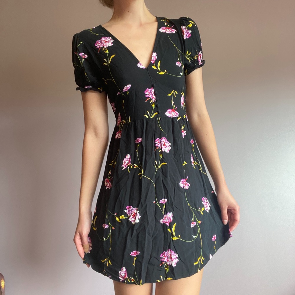 black floral mini sundress